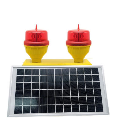 Solar Powered Double Aviation Obstruction Light with Extended LED Life >100,000 Hours 360° Horizontal Output and ≥32.5cd Intensity